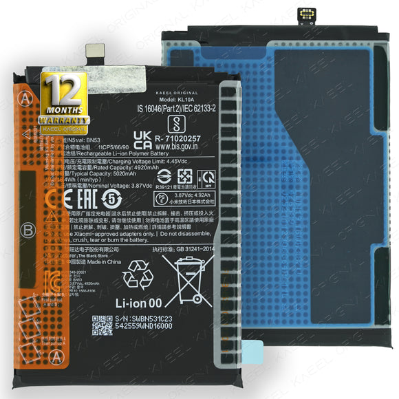 KAEEL ORIGINAL BN53 Genuine Replacement for Xiaomi Poco M2 Pro/Redmi Note 10 Pro - 5020mAh - with 12 Months Warranty*